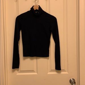 Navy blue semi-cropped turtleneck